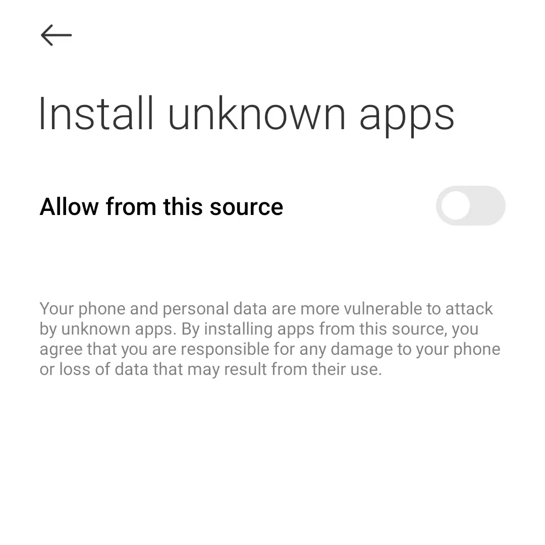 Izinkan Instalasi dari Sumber Tidak Dikenal